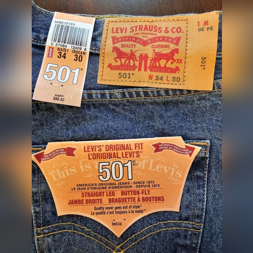 Brand New Levi's 501 Straight Leg Button Fly Jeans
